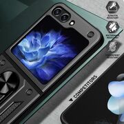 Husa pentru Samsung Galaxy Z Flip 6 cu inel Ring Armor Kickstand Tough, verde
