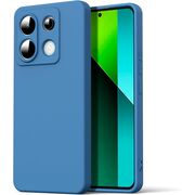 Husa pentru Xiaomi Redmi Note 13 Pro 5G Liquid Silicone, subțire, captusita cu microfibra, anti amprentă, protectie cameră foto, albastru