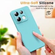 Husa pentru Xiaomi Redmi Note 13 Pro 5G Liquid Silicone, subțire, captusita cu microfibra, anti amprentă, protectie cameră foto, turcoaz