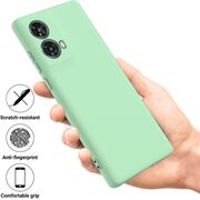 Husa pentru Motorola Moto G85 Liquid Silicone, subțire, captusita cu microfibra, anti amprentă, protectie cameră foto, verde deschis