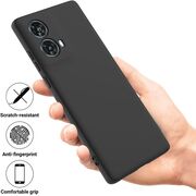 Husa pentru Motorola Moto G85 Liquid Silicone, subțire, captusita cu microfibra, anti amprentă, protectie cameră foto, negru
