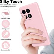 Husa pentru Xiaomi Redmi Note 13 Pro+ Liquid Silicone, subțire, captusita cu microfibra, anti amprentă, protectie cameră foto, roz