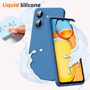 Husa pentru Xiaomi Redmi 13C 4G Liquid Silicone, subțire, captusita cu microfibra, anti amprentă, protectie cameră foto, albastru