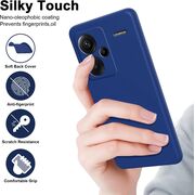 Husa pentru Xiaomi Redmi Note 13 Pro+ Liquid Silicone, subțire, captusita cu microfibra, anti amprentă, protectie cameră foto, albastru