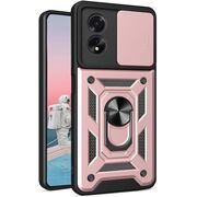 Husa pentru Oppo A60 Ring Armor Kickstand Tough Rugged Cover cu protectie camera, rose gold
