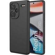 Husa pentru Xiaomi Redmi Note 13 Pro+ Liquid Silicone, subțire, captusita cu microfibra, anti amprentă, protectie cameră foto, negru