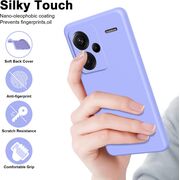 Husa pentru Xiaomi Redmi Note 13 Pro+ Liquid Silicone, subțire, captusita cu microfibra, anti amprentă, protectie cameră foto, mov