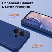 Husa pentru Xiaomi Redmi Note 13 Pro+ Liquid Silicone, subțire, captusita cu microfibra, anti amprentă, protectie cameră foto, albastru