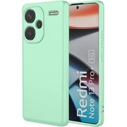Husa pentru Xiaomi Redmi Note 13 Pro+ Liquid Silicone, subțire, captusita cu microfibra, anti amprentă, protectie cameră foto, mint green