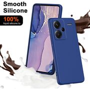 Husa pentru Xiaomi Redmi Note 13 Pro+ Liquid Silicone, subțire, captusita cu microfibra, anti amprentă, protectie cameră foto, albastru