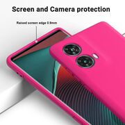 Husa pentru Motorola Moto G85 Liquid Silicone, subțire, captusita cu microfibra, anti amprentă, protectie cameră foto, fucsia