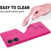 Husa pentru Motorola Moto G85 Liquid Silicone, subțire, captusita cu microfibra, anti amprentă, protectie cameră foto, fucsia