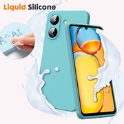 Husa pentru Xiaomi Redmi 13C 4G Liquid Silicone, subțire, captusita cu microfibra, anti amprentă, protectie cameră foto, turcoaz