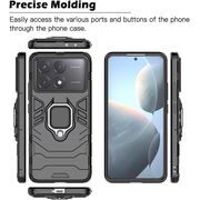 Husa pentru Poco F6 Pro cu inel Armor Kickstand Tough Rugged Cover, negru