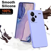 Husa pentru Xiaomi Redmi Note 13 Pro+ Liquid Silicone, subțire, captusita cu microfibra, anti amprentă, protectie cameră foto, mov