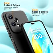 Husa pentru Honor 200 Lite Liquid Silicone, subțire, captusita cu microfibra, anti amprentă, protectie cameră foto, negru