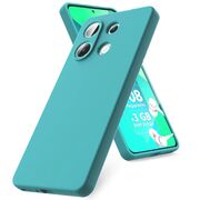 Husa pentru Xiaomi Redmi Note 13 5G Liquid Silicone, subțire, captusita cu microfibra, anti amprentă, protectie cameră foto, turcoaz