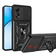 Husa pentru Oppo A60 Ring Armor Kickstand Tough Rugged Cover cu protectie camera, negru