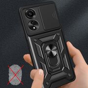 Husa pentru Oppo A60 Ring Armor Kickstand Tough Rugged Cover cu protectie camera, verde