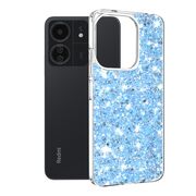 Husa pentru Xiaomi Redmi 13C 4G cu sclipici Liquid Crystal Glitter, albastru