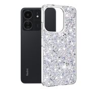 Husa pentru Xiaomi Redmi 13C 4G cu sclipici Liquid Crystal Glitter, silver