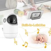 Baby Monitor Wireless, monitorizare bebelusi, ecran 4.3 inch, senzor de temperatura, audio bidirectional, push to talk, cantece de leagan, functie Pan-Tilt, Night Vision, cu acumulator reincarcabil, alb