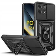 Husa pentru Poco F6 Pro cu inel Ring Armor Kickstand Tough, protectie camera, negru