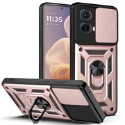 Husa pentru Motorola Moto G85 cu inel Ring Armor Kickstand Tough, protectie camera, rose gold