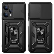 Husa pentru Realme GT 6 / GT 6T cu inel Ring Armor Kickstand Tough, protectie camera, albastru