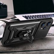 Husa pentru Realme GT 6 / GT 6T cu inel Ring Armor Kickstand Tough, protectie camera, negru