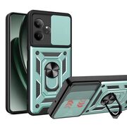 Husa pentru Realme GT 6 / GT 6T cu inel Ring Armor Kickstand Tough, protectie camera, verde