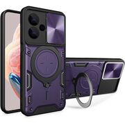 Husa pentru Xiaomi Redmi Note 13 Pro+ 5G cu protecție pentru cameră și suport magnetic integrat Ring Shockproof, mov