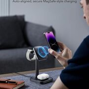 Statie de incarcare 3 in 1 MagSafe wireless + incarcator Apple Watch ESR HaloLock, negru