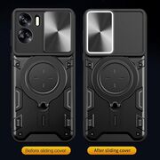 Husa pentru Honor 90 Lite cu protecție pentru cameră și suport magnetic integrat Ring Shockproof, negru