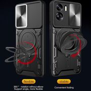 Husa pentru Honor 90 Lite cu protecție pentru cameră și suport magnetic integrat Ring Shockproof, negru