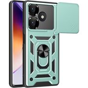 Husa pentru Xiaomi Redmi 13 cu inel Ring Armor Kickstand Tough, protectie camera, verde