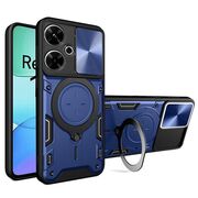 Husa pentru Xiaomi Redmi 13 cu protecție pentru cameră și suport magnetic integrat Ring Shockproof, albastru