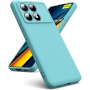 Husa pentru Poco X6 Pro Liquid Silicone, subțire, captusita cu microfibra, anti amprentă, protectie cameră foto, turcoaz