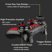 Controller Wireless cu suport pentru telefon, gamepad compatibil Android, iOS, Bluetooth, 400 mAh, rosu / negru