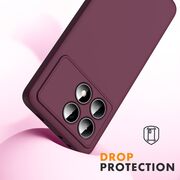 Husa pentru Poco X6 Pro Liquid Silicone, subțire, captusita cu microfibra, anti amprentă, protectie cameră foto, burgundy