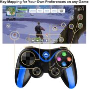 Controller Wireless cu suport pentru telefon, gamepad compatibil Android, iOS, Bluetooth, 400 mAh, albastru / negru