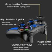 Controller Wireless cu suport pentru telefon, gamepad compatibil Android, iOS, Bluetooth, 400 mAh, albastru / negru