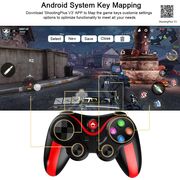 Controller Wireless cu suport pentru telefon, gamepad compatibil Android, iOS, Bluetooth, 400 mAh, rosu / negru