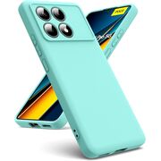 Husa pentru Poco X6 Pro Liquid Silicone, subțire, captusita cu microfibra, anti amprentă, protectie cameră foto, verde deschis