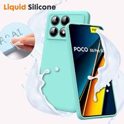 Husa pentru Poco X6 Pro Liquid Silicone, subțire, captusita cu microfibra, anti amprentă, protectie cameră foto, verde deschis