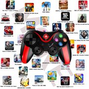 Controller Wireless cu suport pentru telefon, gamepad compatibil Android, iOS, Bluetooth, 400 mAh, rosu / negru