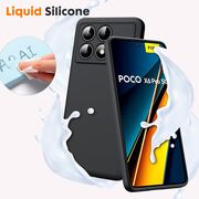 Husa pentru Poco X6 Pro Liquid Silicone, subțire, captusita cu microfibra, anti amprentă, protectie cameră foto, negru