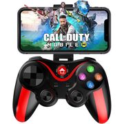 Controller Wireless cu suport pentru telefon, gamepad compatibil Android, iOS, Bluetooth, 400 mAh, rosu / negru