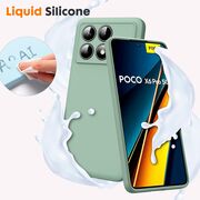 Husa pentru Poco X6 Pro Liquid Silicone, subțire, captusita cu microfibra, anti amprentă, protectie cameră foto, verde