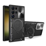 Husa pentru  Samsung Galaxy S24 Ultra cu protecție pentru cameră și suport magnetic integrat Ring Shockproof, negru